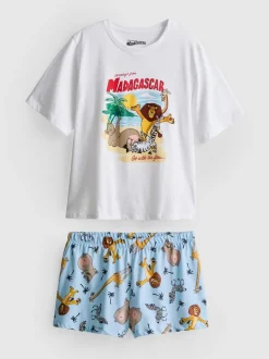 Kurzer „Madagascar“ Baumwoll-Schlafanzug mit Print