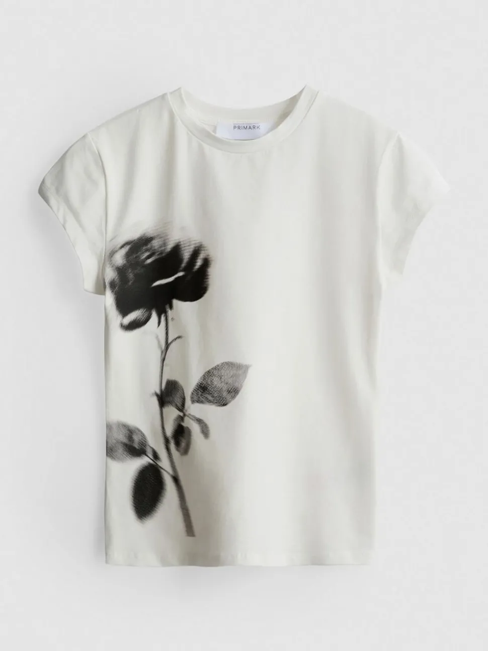 Kurzes Baumwoll-T-Shirt mit Blumen-Print