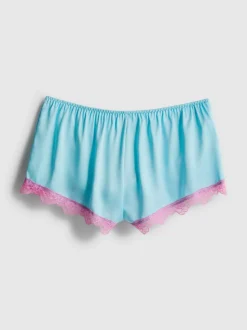 Kurze Schlafanzughose aus Satin und Spitze