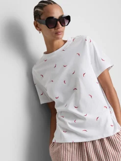 Kurzes T-Shirt aus reiner Baumwolle mit Grafik