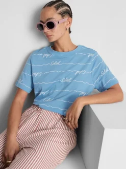 Kurzes T-Shirt aus reiner Baumwolle mit Grafik