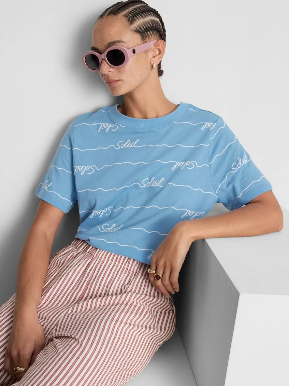 Kurzes T-Shirt aus reiner Baumwolle mit Grafik
