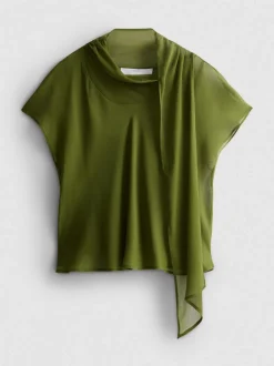 Kurzärmelige Bluse mit Schluppe