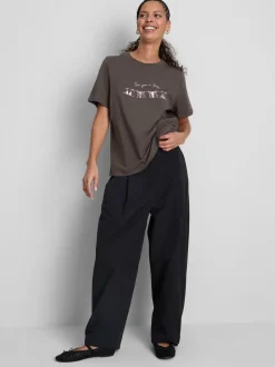 Kurzärmeliges Baumwoll-T-Shirt mit Grafik