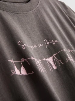 Kurzärmeliges Baumwoll-T-Shirt mit Grafik