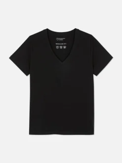 Kurzärmeliges Essential-T-Shirt mit V-Ausschnitt