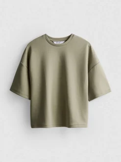Kurzärmeliges Sweatshirt mit überschnittenen Schultern