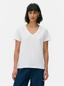 Kurzärmeliges T-Shirt mit V-Ausschnitt