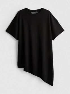Langes, asymmetrisches Baumwoll-T-Shirt