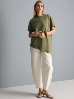 Langes, asymmetrisches Baumwoll-T-Shirt