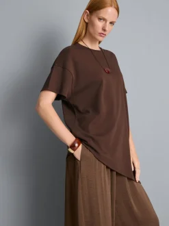 Langes, asymmetrisches Baumwoll-T-Shirt