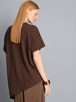 Langes, asymmetrisches Baumwoll-T-Shirt