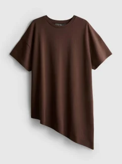 Langes, asymmetrisches Baumwoll-T-Shirt