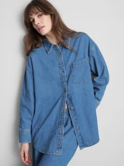 Legers Denim-Hemd aus Baumwolle