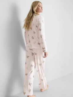 „Love To Lounge“ Boyfriend-Schlafanzug mit Print