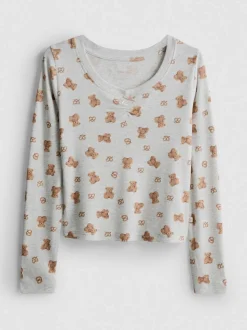 „Love To Lounge“ Langarmshirt mit Bären-Print