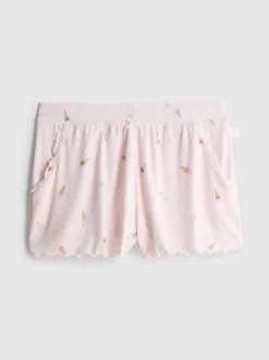 „Love To Lounge“ Schlafanzugshorts mit Eiscreme-Print und Rüschen