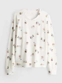 „Love To Lounge“ Schlafanzugtop mit Hunde-Print