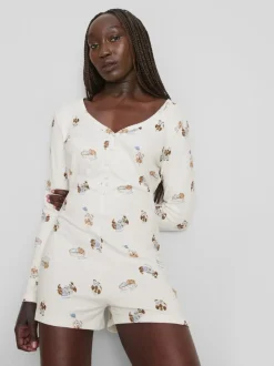 „Love To Lounge“ Schlaf-Jumpsuit mit Hunde-Print