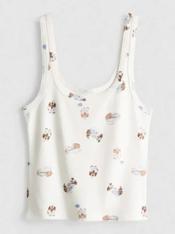 „Love To Lounge“ Tanktop mit Hunde-Print