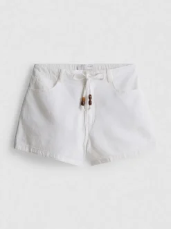 Lässige Baumwollshorts mit Kordelzug und Perlen
