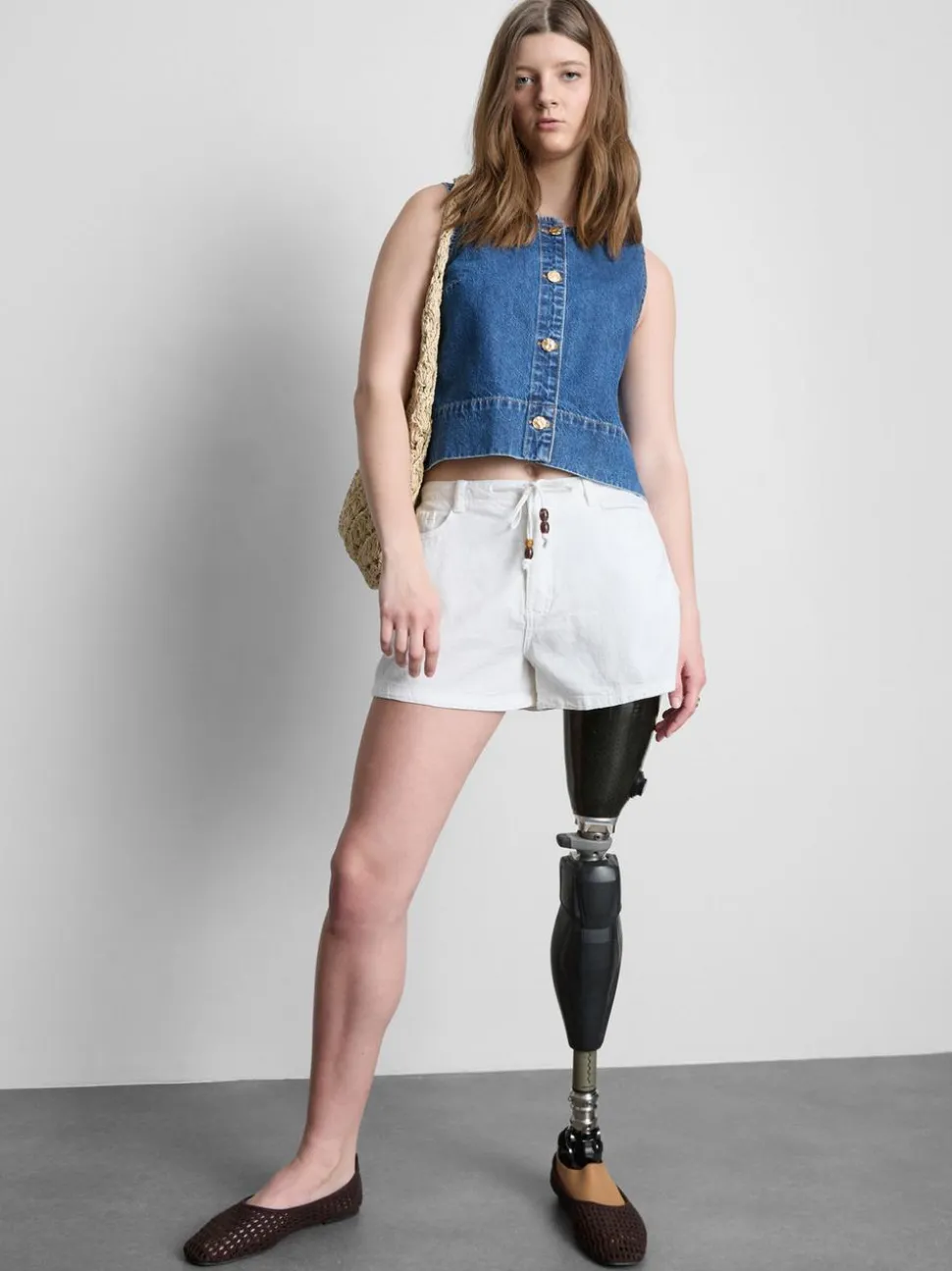Lässige Baumwollshorts mit Kordelzug und Perlen