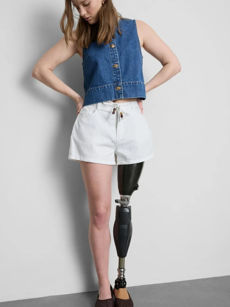 Lässige Baumwollshorts mit Kordelzug und Perlen