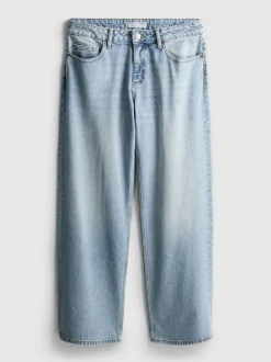 Lässige, gerade Denim-Jeans mit niedriger Leibhöhe