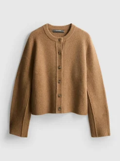 Lässiger, gestrickter Cardigan mit Rundhalsausschnitt