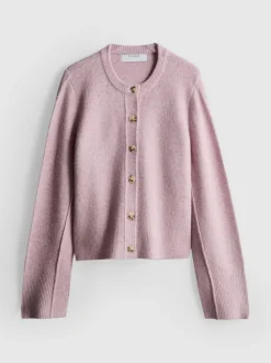 Lässiger, gestrickter Cardigan mit Rundhalsausschnitt