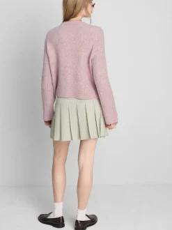 Lässiger, gestrickter Cardigan mit Rundhalsausschnitt