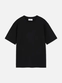 Lässiges Baumwoll-T-Shirt mit eingefasstem Ausschnitt