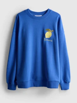 Lässiges Sweatshirt mit hohem Baumwollanteil und Zitronen-Print