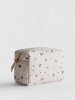 Make-up-Tasche aus Kunstleder mit verspieltem Blumenmuster