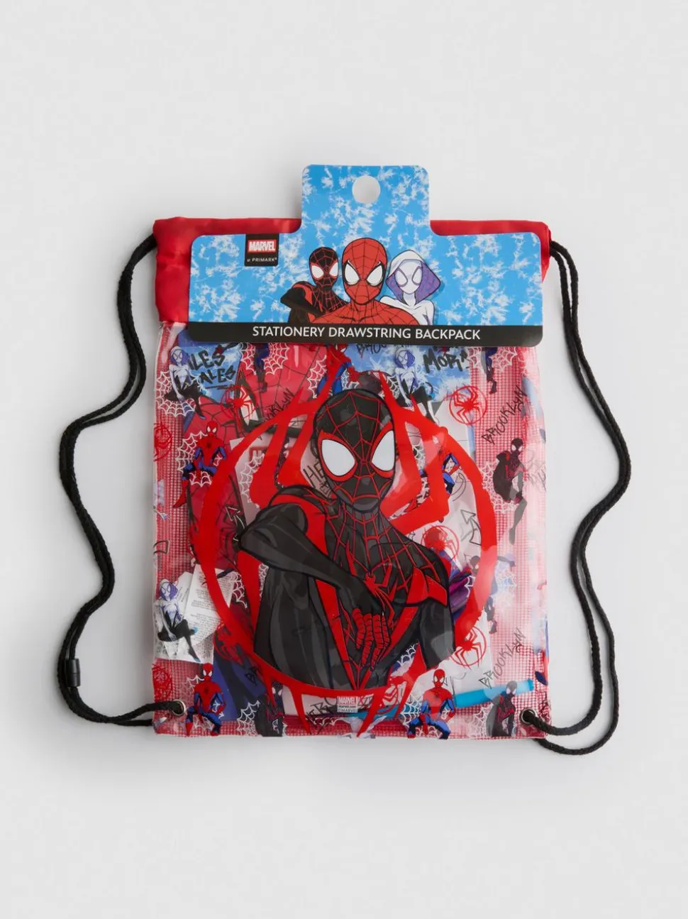 „MARVEL Spider-Man“ Schreibwarenset im Turnbeutel mit Kordelzug