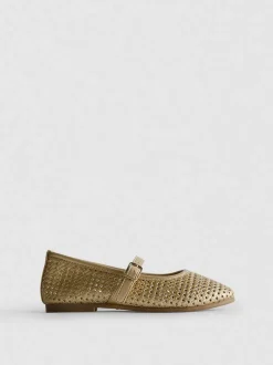 Mary Jane-Ballerinas in Metallic-Optik