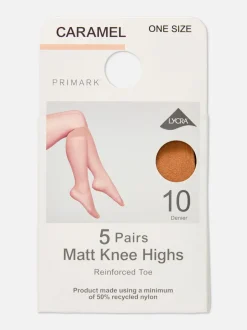 Matte Kniestrümpfe, 5er-Pack