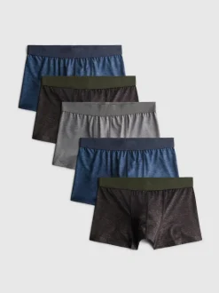 Melierte Boxershorts mit elastischem Bund, 5er-Pack