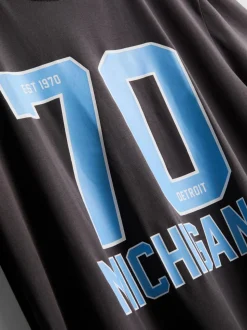 „Michigan“ T-Shirt aus reiner Baumwolle mit Grafik