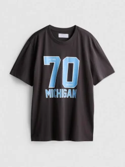 „Michigan“ T-Shirt aus reiner Baumwolle mit Grafik