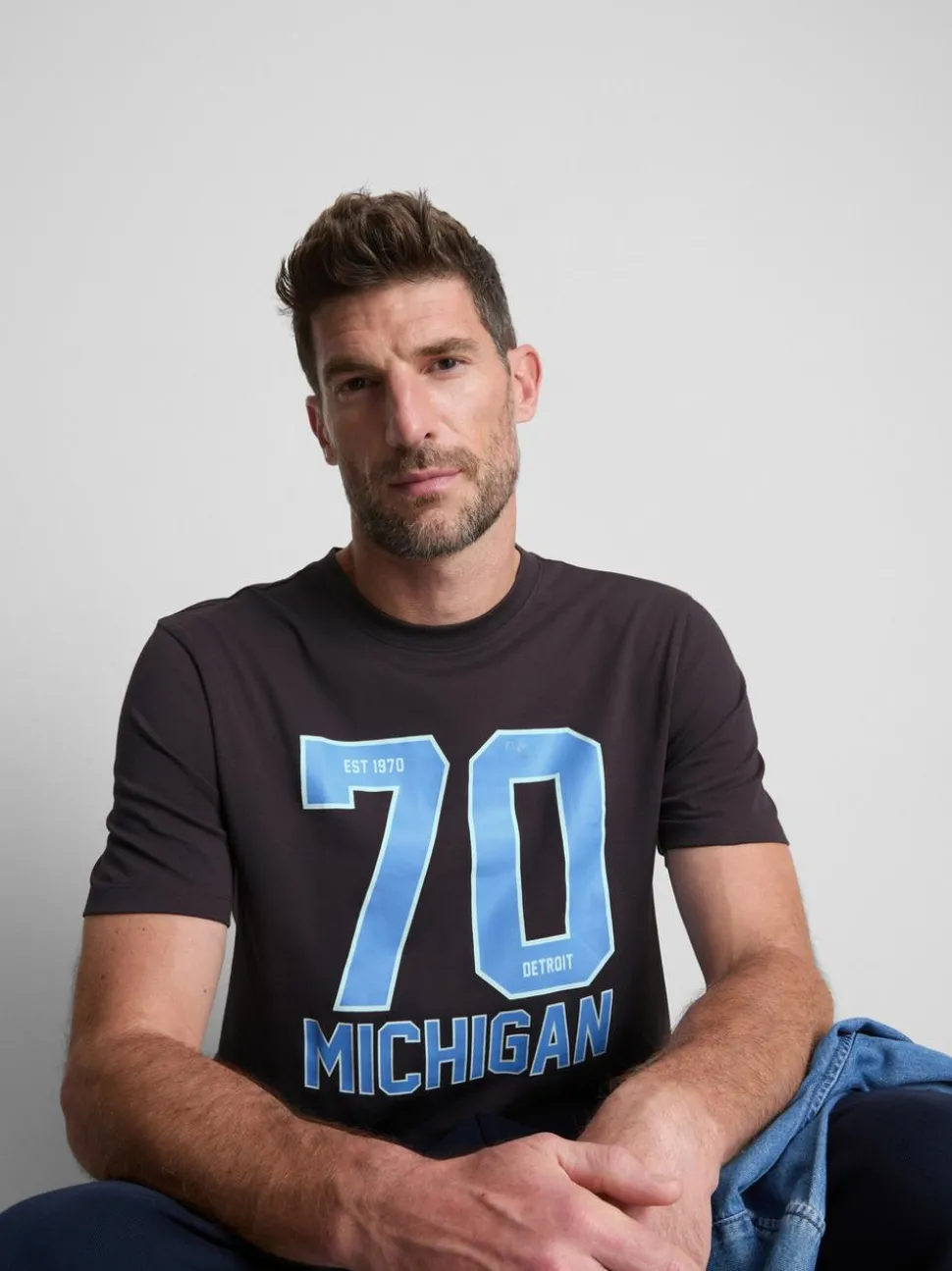 „Michigan“ T-Shirt aus reiner Baumwolle mit Grafik