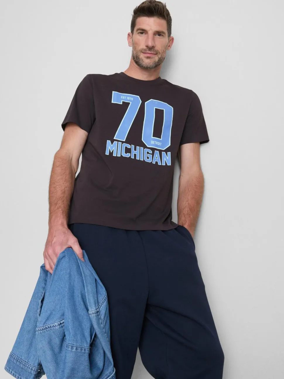 „Michigan“ T-Shirt aus reiner Baumwolle mit Grafik