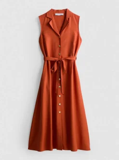 Midi-Blusenkleid mit Gürtel