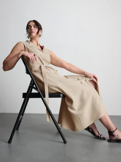 Midi-Blusenkleid mit Gürtel