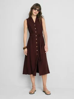 Midi-Blusenkleid mit Gürtel