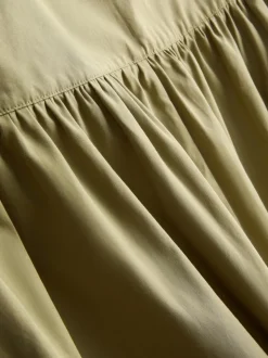 Midirock aus Baumwollpopeline mit tiefer Taille