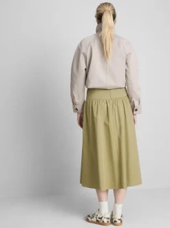Midirock aus Baumwollpopeline mit tiefer Taille