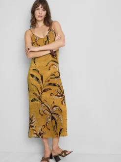 Midi-Trägerkleid aus Satin in Knitteroptik