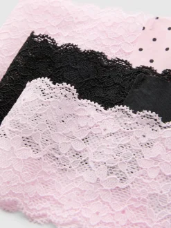 Mikrofaser-Bandeau-Tangas mit Spitzeneinsätzen, 3er-Pack