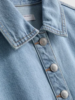 Mini-Etuikleid aus Baumwoll-Denim mit Kragen